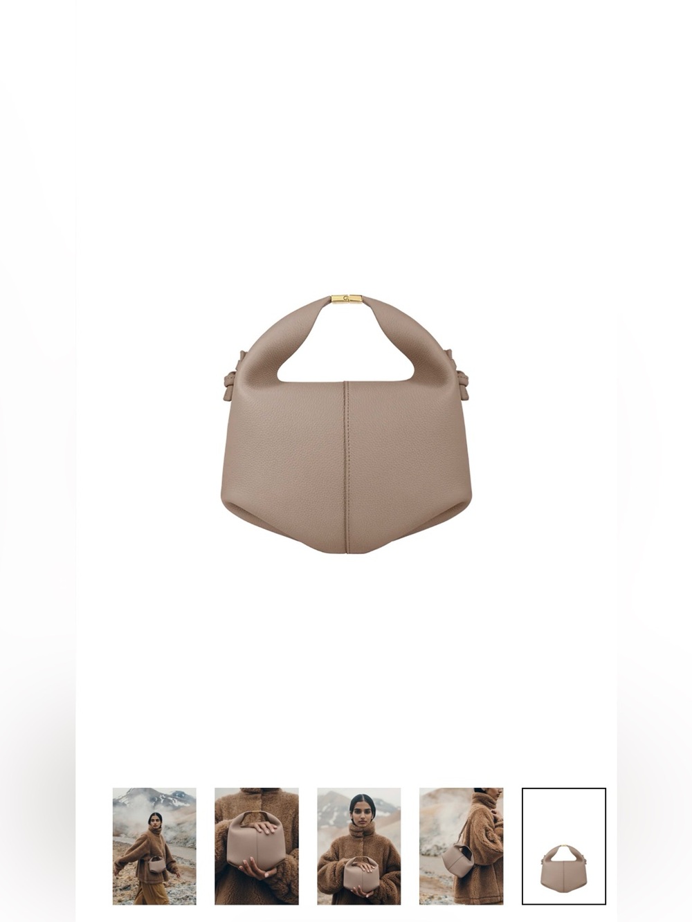 Polene beri bag Taupe Sculpted Shoulder Bag with Top Handle